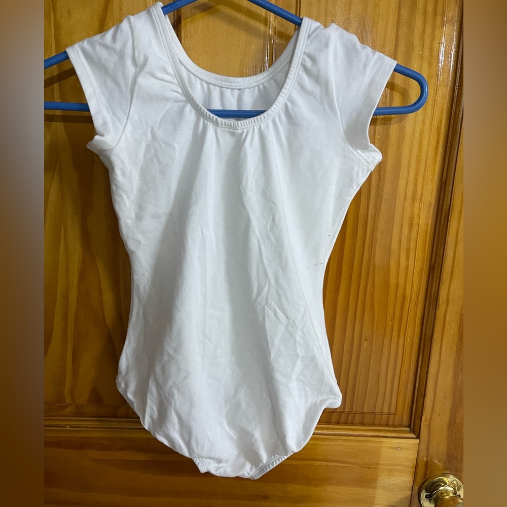 Cotton leotard, white, size small